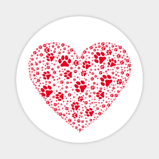 Red Heart with Paw Prints Magnet